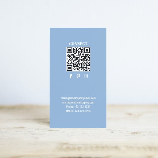 Carte De Visite Simple Monogram QR Code Blue | Connect with Me