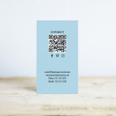 Carte De Visite Simple Monogram QR Code Blue | Connect with Me