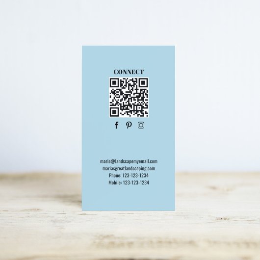 Carte De Visite Simple Monogram QR Code Blue | Connect with Me