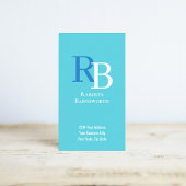 Carte De Visite Simple Monogram QR Code Blue | Connect with Me