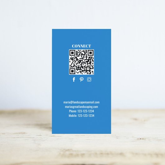 Carte De Visite Simple Monogram QR Code Blue | Connect with Me