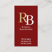 Carte De Visite Simple Monogram QR Code Burgundy | Connect with Me (Devant)