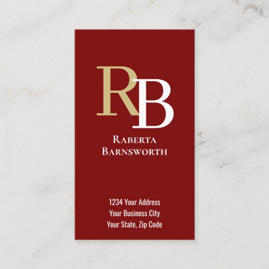 Carte De Visite Simple Monogram QR Code Burgundy | Connect with Me (Devant)