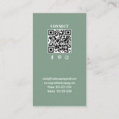 Carte De Visite Simple Monogram QR Code Green | Connect with Me (Dos)