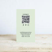 Carte De Visite Simple Monogram QR Code Green | Connect with Me