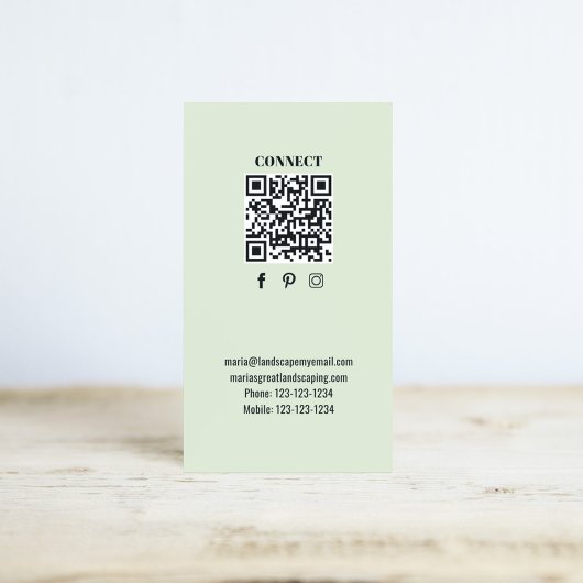 Carte De Visite Simple Monogram QR Code Green | Connect with Me