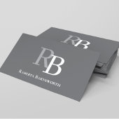 Carte De Visite Simple Monogram QR Code Grey | Connect with Me
