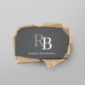 Carte De Visite Simple Monogram QR Code Grey | Connect with Me