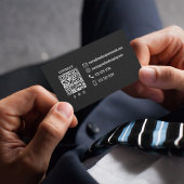 Carte De Visite Simple Monogram QR Code Grey | Connect with Me