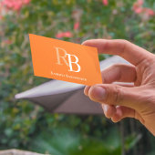 Carte De Visite Simple Monogram QR Code Orange | Connect with Me