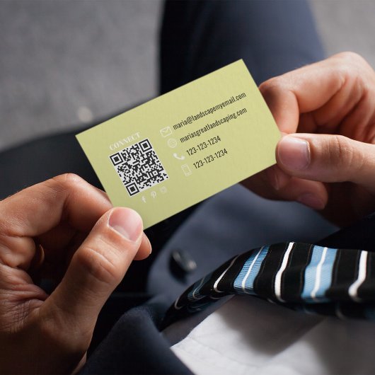 Carte De Visite Simple Monogram QR Code Orange | Connect with Me