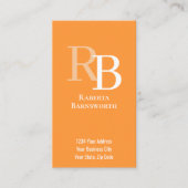 Carte De Visite Simple Monogram QR Code Orange | Connect with Me (Devant)