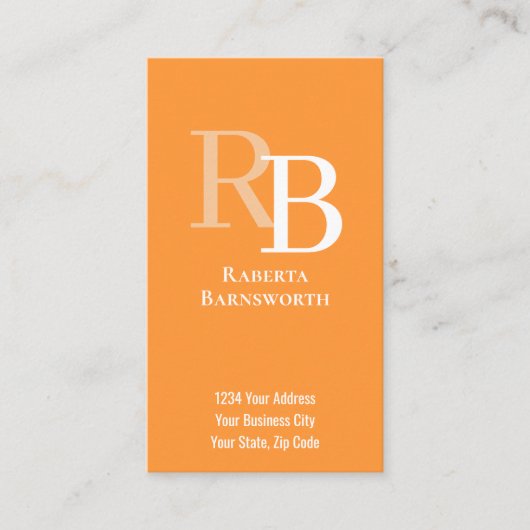 Carte De Visite Simple Monogram QR Code Orange | Connect with Me (Devant)