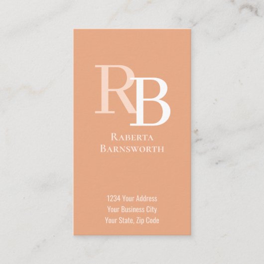 Carte De Visite Simple Monogram QR Code Peach | Connect with Me (Devant)