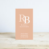 Carte De Visite Simple Monogram QR Code Peach | Connect with Me