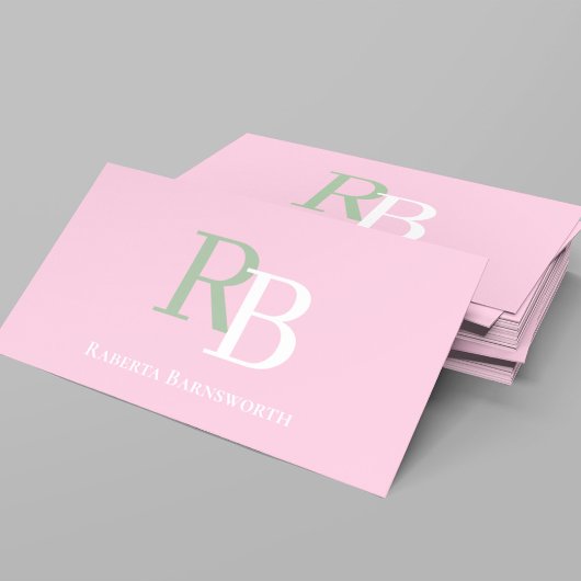 Carte De Visite Simple Monogram QR Code Pink | Connect with Me