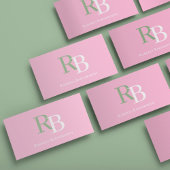 Carte De Visite Simple Monogram QR Code Pink | Connect with Me