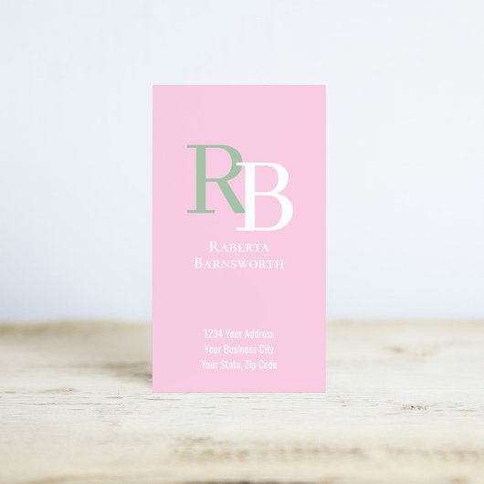 Carte De Visite Simple Monogram QR Code Pink | Connect with Me