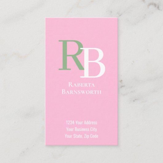 Carte De Visite Simple Monogram QR Code Pink | Connect with Me (Devant)