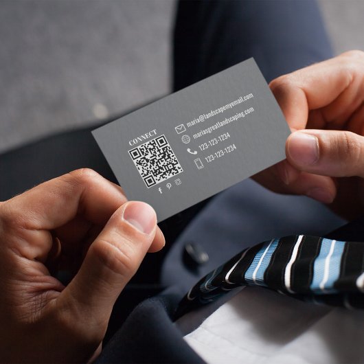 Carte De Visite Simple Monogram QR Code Red | Connect with Me