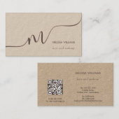 Carte De Visite Simple Monogram Rustic (Devant / Derrière)
