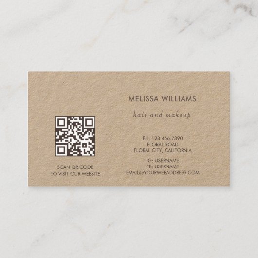 Carte De Visite Simple Monogram Rustic (Dos)