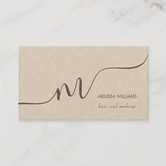 Carte De Visite Simple Monogram Rustic (Devant)