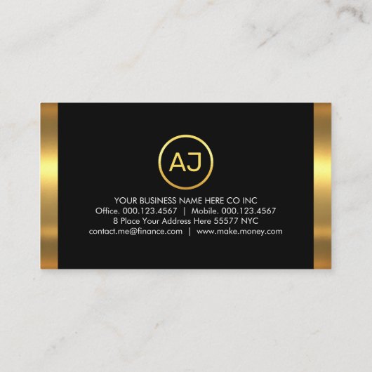 Carte De Visite Simple Monogram With Gold Frame (Dos)