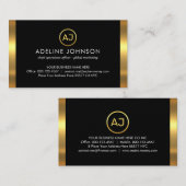 Carte De Visite Simple Monogram With Gold Frame (Devant / Derrière)