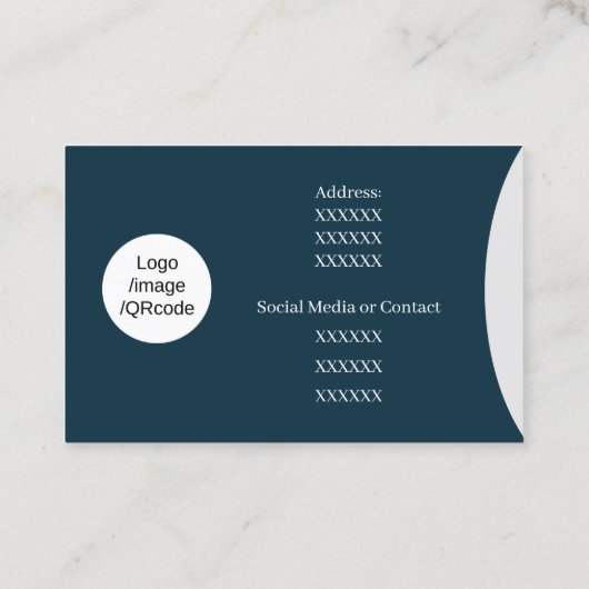 Carte De Visite Simple Monogramme bleu (Dos)