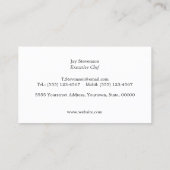 Carte De Visite Simple Monogramme Chef Personnel Cuisine Noir (Dos)