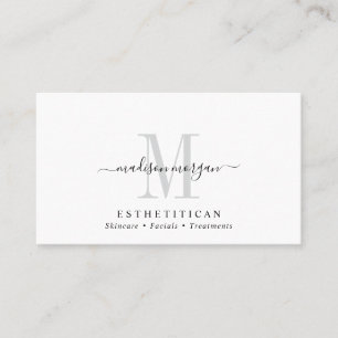 Carte De Visite Simple Monogramme de Script Esthéticienne Moderne