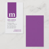 Carte de visite simple Monogramme Designer (violet (Devant / Derrière)