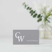 Carte De Visite Simple Monogramme Élégant Professionnel Gris (Debout devant)