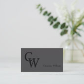 Carte De Visite Simple Monogramme Élégant Professionnel Gris Foncé (Debout devant)
