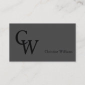 Carte De Visite Simple Monogramme Élégant Professionnel Gris Foncé (Devant)