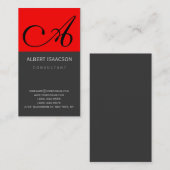 Carte de visite simple Monogramme gris-rouge moder (Devant / Derrière)