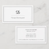 Carte De Visite Simple Monogramme initial noir et blanc Élégant (Devant / Derrière)