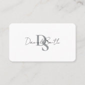 Carte De Visite Simple Monogramme Initial QRcode Noir Blanc Élégan (Devant)