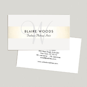 Carte De Visite Simple Monogramme moderne or blanc rayé