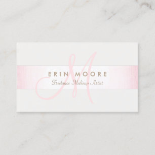 Carte De Visite Simple Monogramme Moderne rose rayé Salon de beaut