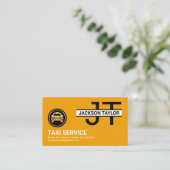 Carte De Visite Simple Monogramme Professionnel Taxi Jaune Cabine (Debout devant)