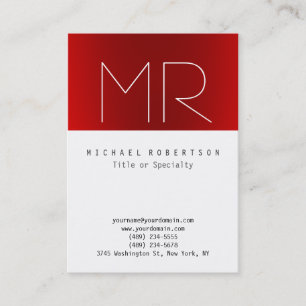 Carte de visite simple monogramme rouge blanc