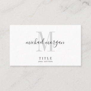 Carte De Visite Simple Monogramme Script Moderne