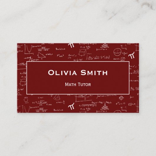 Carte De Visite Simple motif de formule de professeur de mathémati (Devant)