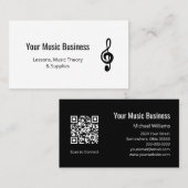 Carte De Visite Simple Music Education QR code Treble Clef (Devant / Derrière)