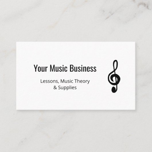 Carte De Visite Simple Music Education QR code Treble Clef (Devant)