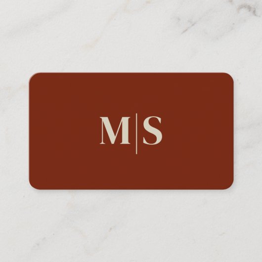 Carte De Visite Simple Natural Terracotta Beige Initials QR Code (Devant)