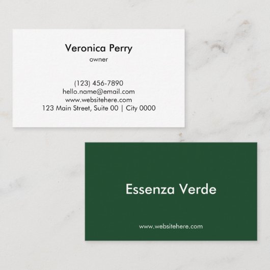 Carte De Visite Simple Naturel Professionnel Botanique Vert Foncé (Devant / Derrière)
