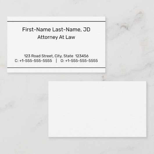 Carte de visite simple, neutre et simple (Devant / Derrière)